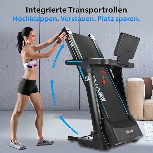 AsVIVA T16 Profi Laufband, 18km/h, 4PS, 18% Steigung, klappbar, Bluetooth-App, bis 150kg, ideal für Cardio, Fitness & Training zuhause