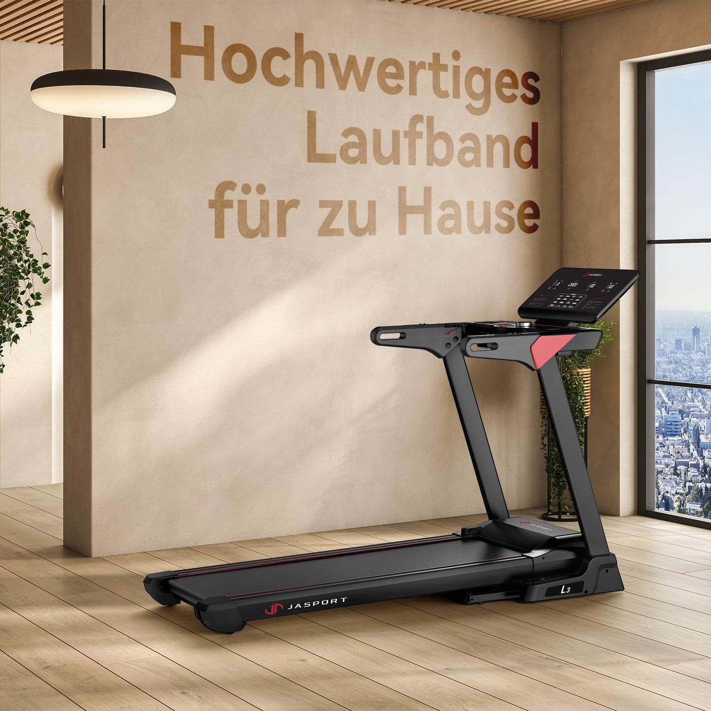 JASPORT L3 Laufband für Zuhause, klappbar, leise Dämpfung, Bluetooth, 4PS, 20km/h, 18% Steigung, große Lauffläche, bis 120kg