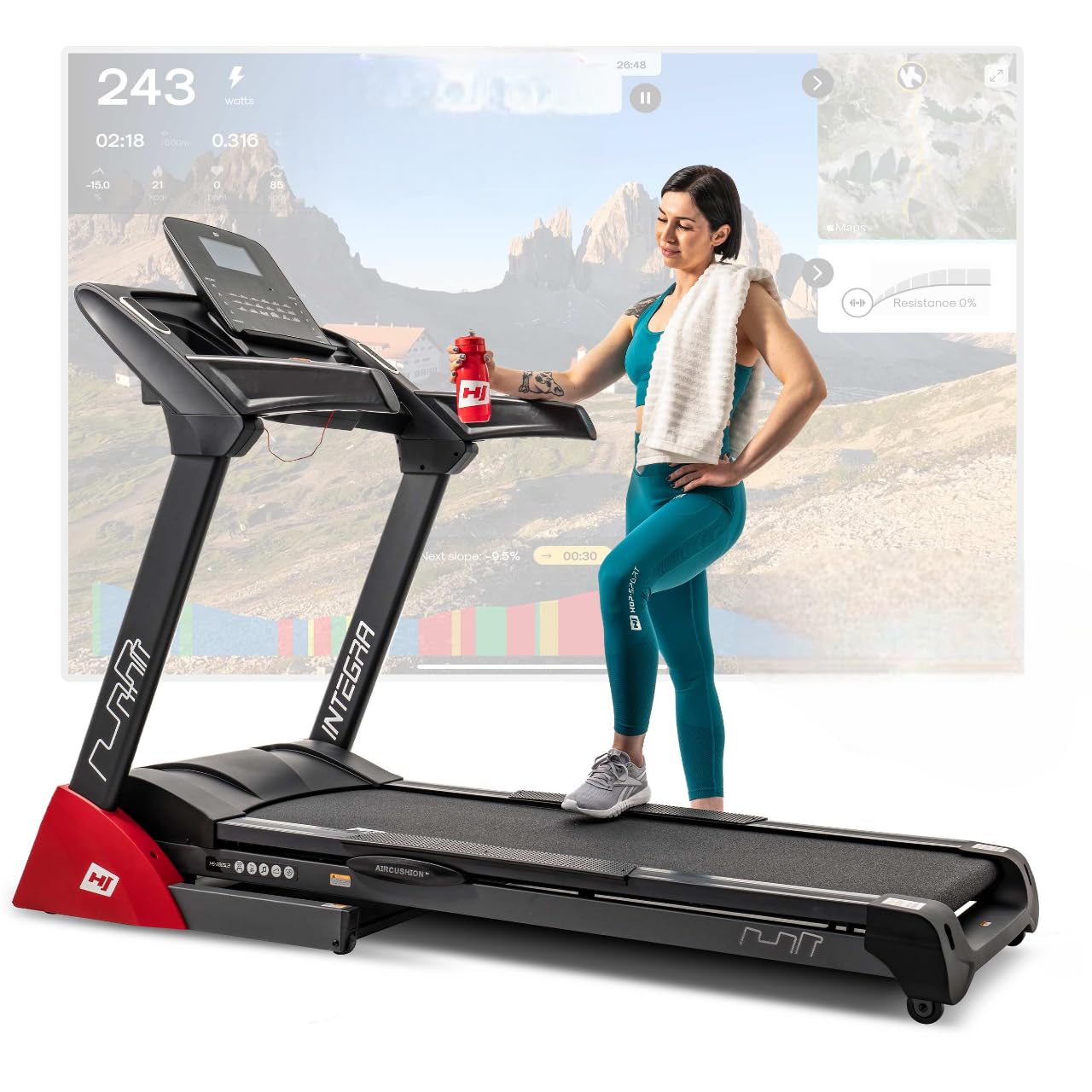 Hop-Sport HS-2800LB Laufband für Zuhause, klappbar, große Lauffläche, bis 20 km/h, 18 Programme, bis 150 kg