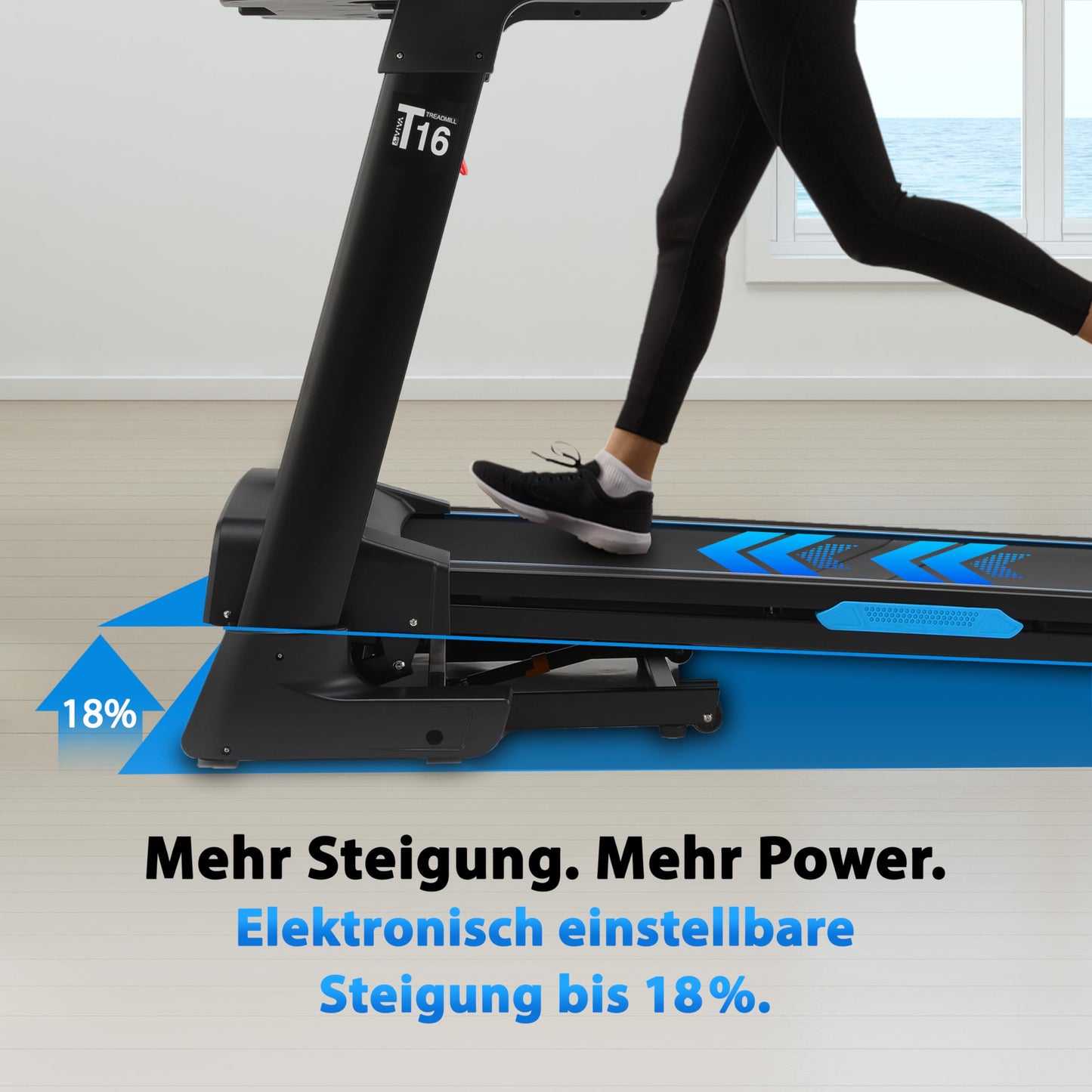 AsVIVA T16 Profi Laufband, 18km/h, 4PS, 18% Steigung, klappbar, Bluetooth-App, bis 150kg, ideal für Cardio, Fitness & Training zuhause