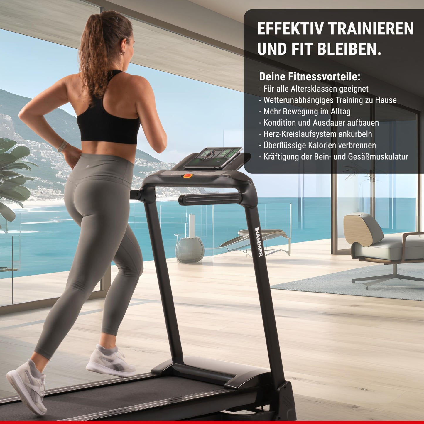 HAMMER FlyRun 2.0 Laufband, klappbar, 4,5PS, 20km/h, 26 Programme, neigbares LCD-Display – ideal für Heimtraining
