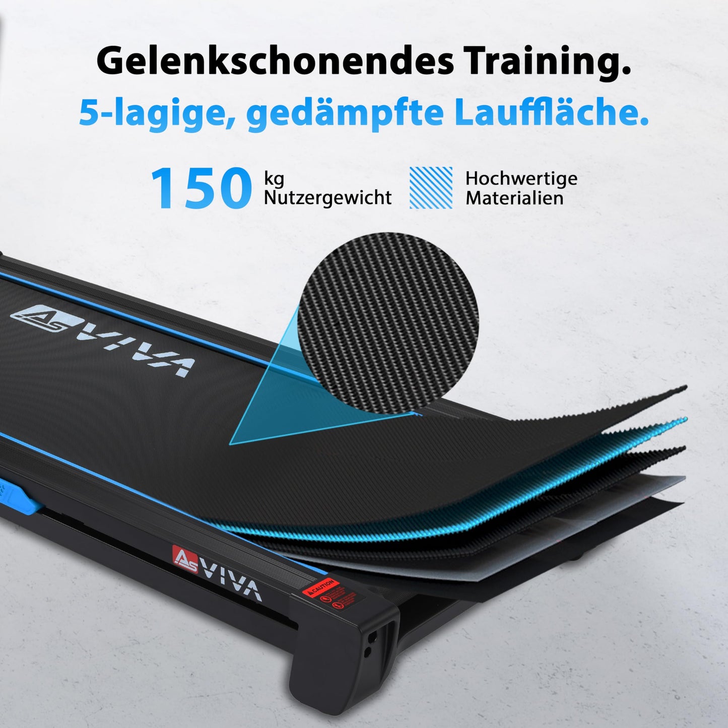 AsVIVA T16 Profi Laufband, 18km/h, 4PS, 18% Steigung, klappbar, Bluetooth-App, bis 150kg, ideal für Cardio, Fitness & Training zuhause