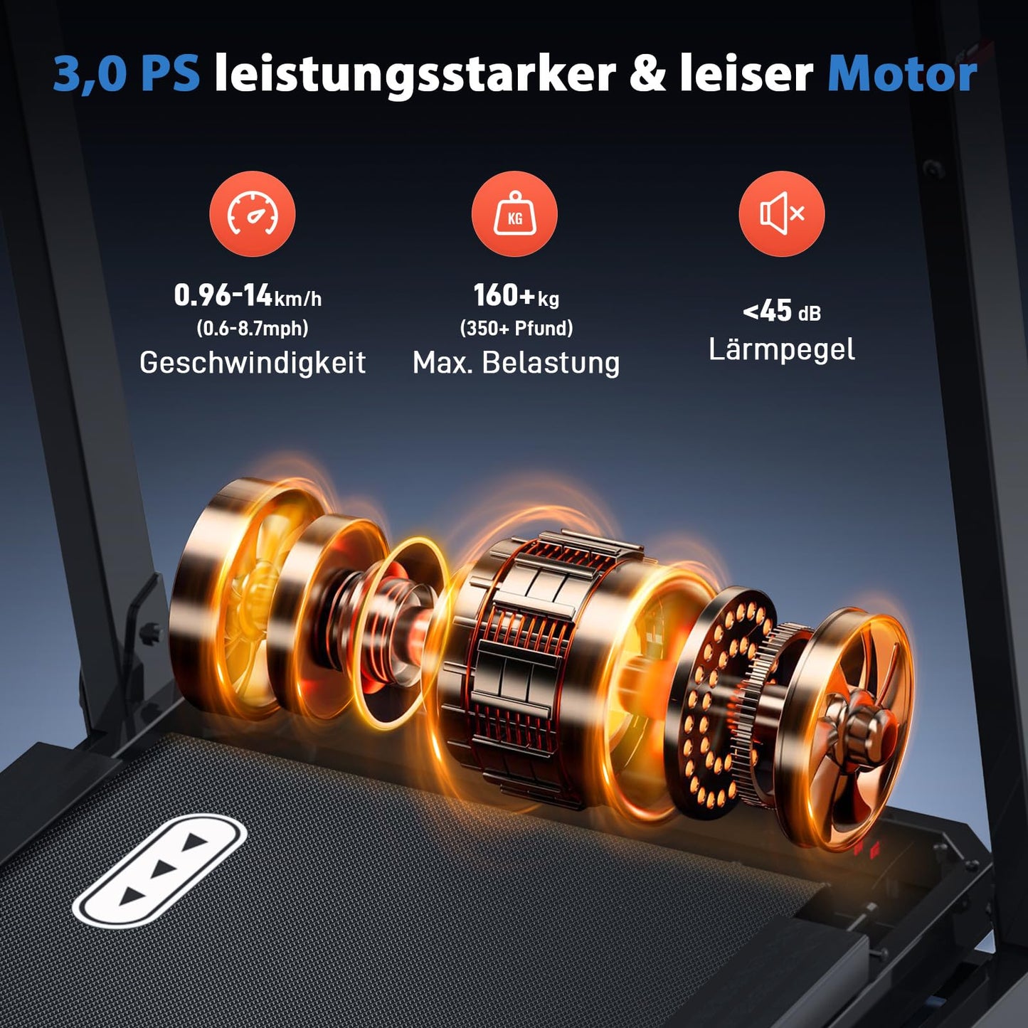 CIIHI Laufband für Zuhause, 15% Autoneigung, klappbar, 14km/h, bis 160kg, höhenverstellbarer Handlauf, APP, Sprachsteuerung & Lautsprecher