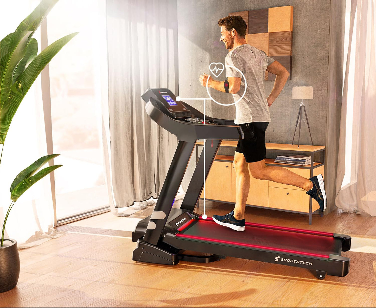 Sportstech F37s Laufband für Zuhause, 7PS, 20km/h, klappbar, Steigung, bis 150kg, APP, große Lauffläche, TÜV-geprüfte Qualitätsmarke