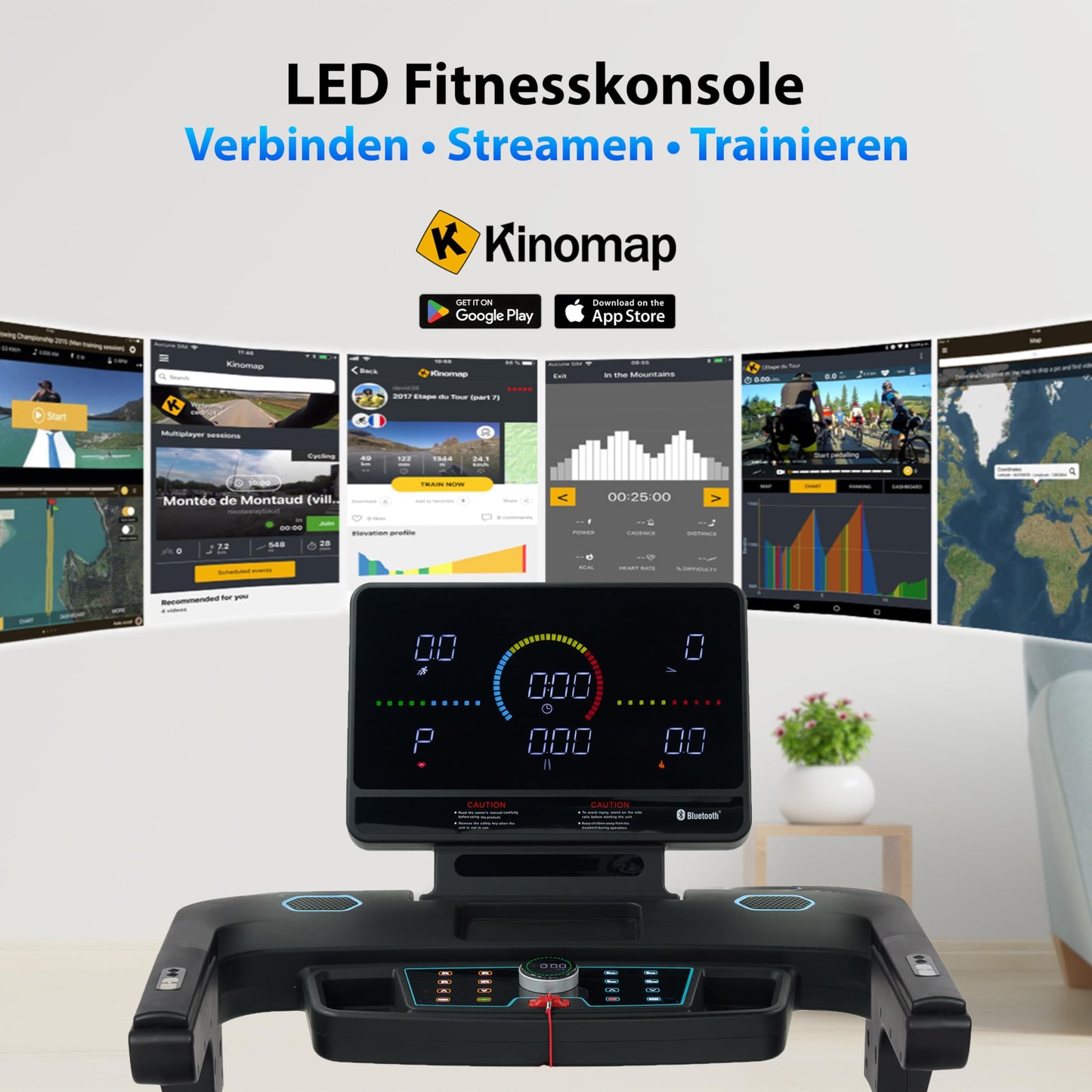 AsVIVA T16 Profi Laufband, 18km/h, 4PS, 18% Steigung, klappbar, Bluetooth-App, bis 150kg, ideal für Cardio, Fitness & Training zuhause