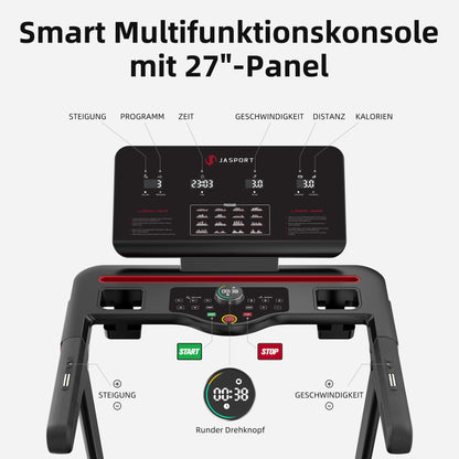 JASPORT L3 Laufband für Zuhause, klappbar, leise Dämpfung, Bluetooth, 4PS, 20km/h, 18% Steigung, große Lauffläche, bis 120kg
