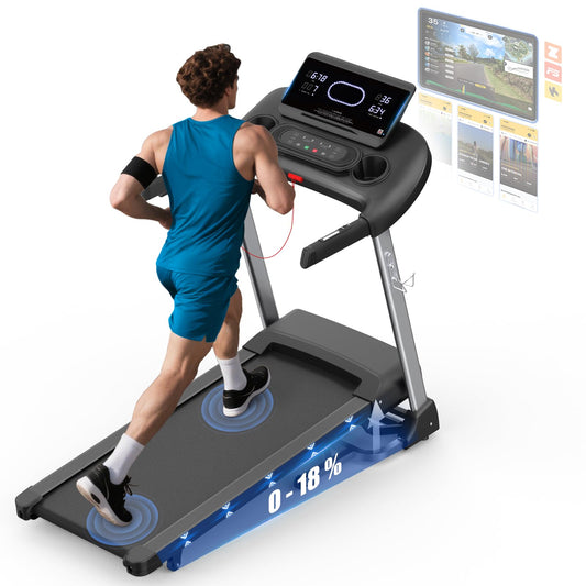 Kitopa Profi Laufband für Zuhause, 7PS, 20km/h, große Lauffläche, 18 Steigungen, klappbar, LCD-Display, Bluetooth, bis 160kg