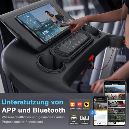 Kitopa Profi Laufband für Zuhause, 7PS, 20km/h, große Lauffläche, 18 Steigungen, klappbar, LCD-Display, Bluetooth, bis 160kg