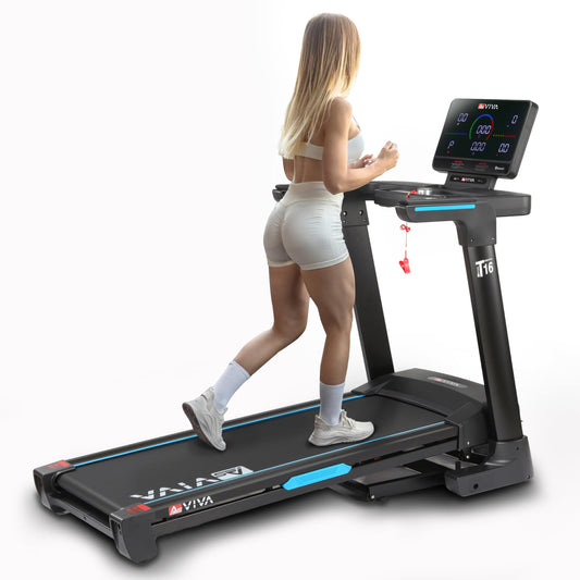 AsVIVA T16 Profi Laufband, 18km/h, 4PS, 18% Steigung, klappbar, Bluetooth-App, bis 150kg, ideal für Cardio, Fitness & Training zuhause