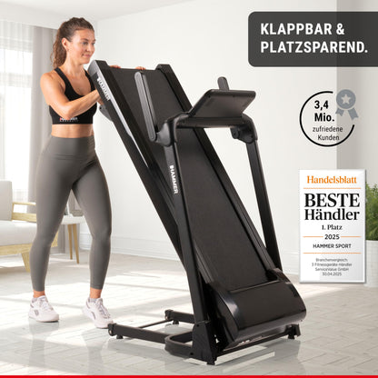 HAMMER FlyRun 2.0 Laufband, klappbar, 4,5PS, 20km/h, 26 Programme, neigbares LCD-Display – ideal für Heimtraining